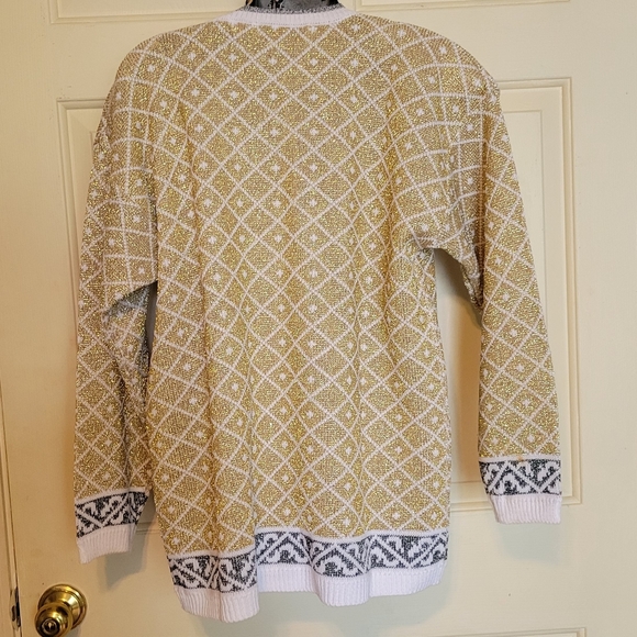 Marauda Vintage Glam 80's gold Metallic Christmas Sweater - Picture 4 of 10